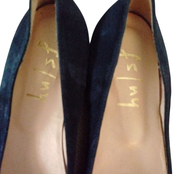 NEW FRENCH SOLE NY Deuce Navy Blue Embroidered Cut-Out Suede Ballet Flat Sz 7.5 - Picture 4 of 11